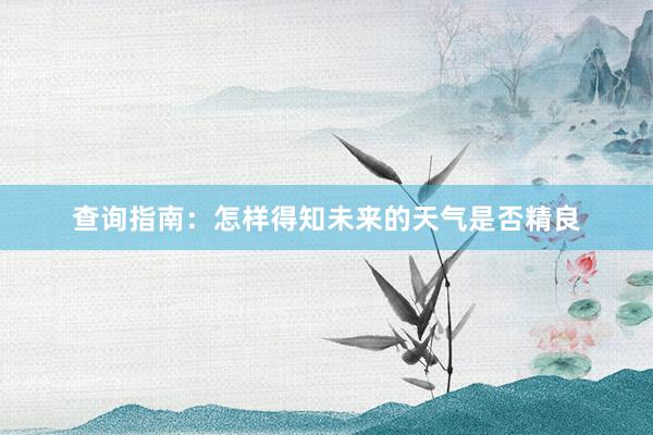 查询指南：怎样得知未来的天气是否精良